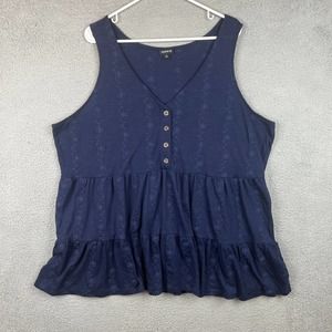Torrid 4X Eyelet Shirred Hem Babbydoll Tank, Navy